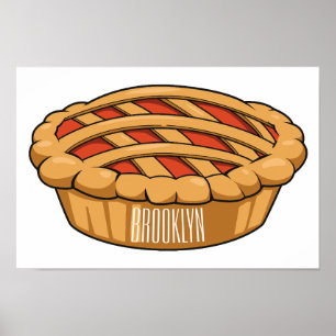 Pie cartoon illustration poster