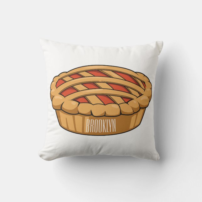 Pie cartoon illustration throw pillow (Front)