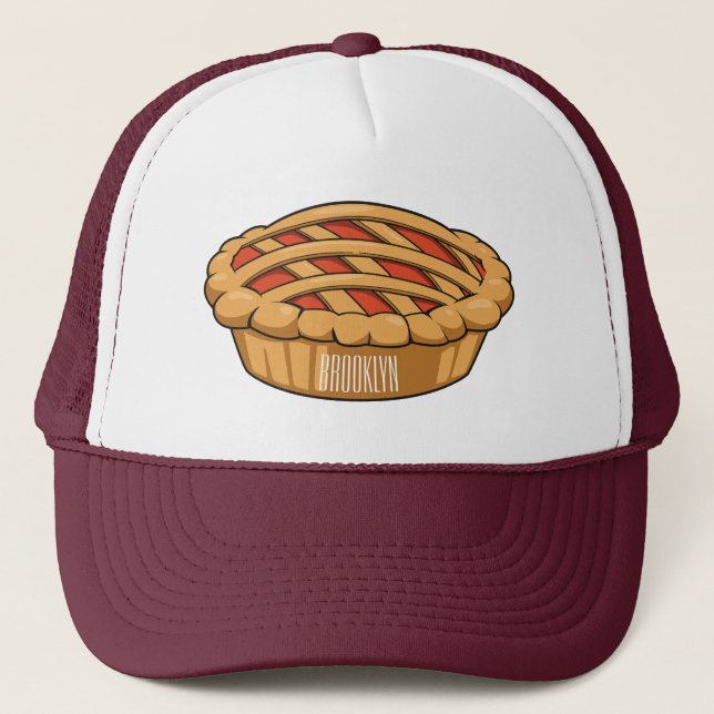 Pie cartoon illustration  trucker hat (Front)
