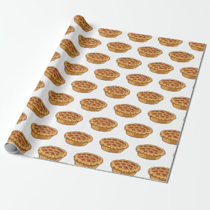 Pie cartoon illustration wrapping paper