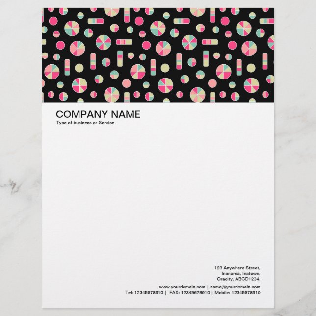 Pie Circles and Bars Pattern 271019v1 - Black Letterhead (Front)