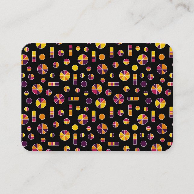 Pie Circles and Bars Pattern 271019v2 - Black Business Card (Front)