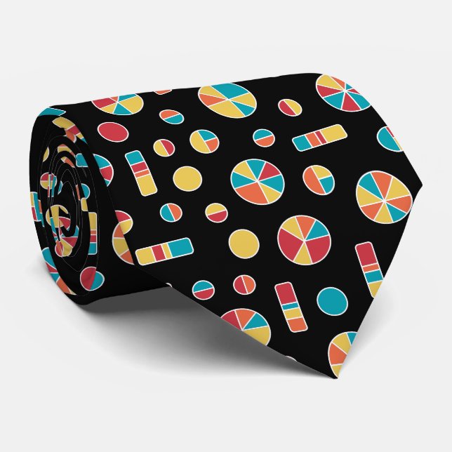 Pie Circles and Bars Pattern 271019v3 - Black Tie (Rolled)