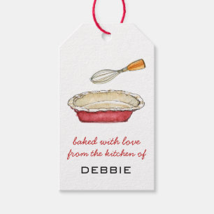 Pie dish and wisk illustration baking gift tags