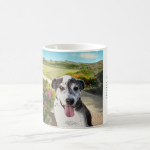 Pie in a Field of Dahlias (Dog on Path mug) Coffee Mug