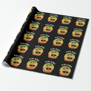 Pie-land Funny Island Pun Dark BG Wrapping Paper