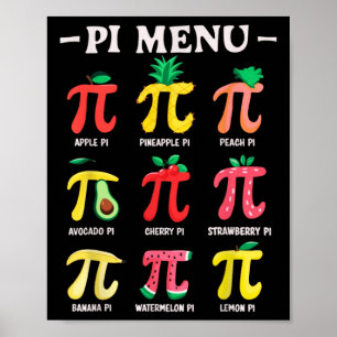 Pie Menu Funny Pi Day Pi 3.14 Math Teacher Pi Symb Poster