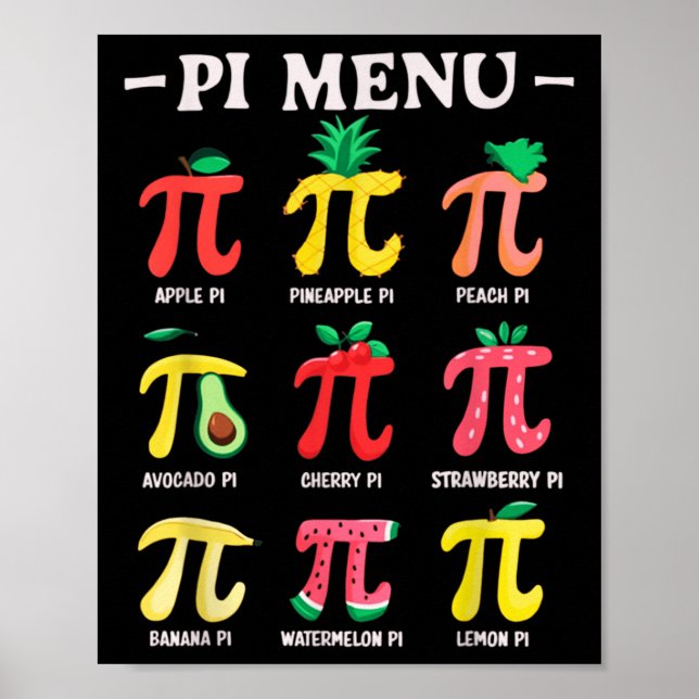Pie Menu Funny Pi Day Pi 3.14 Math Teacher Pi Symb Poster (Front)