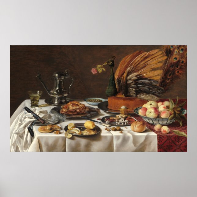Pie Peacock - Pieter Claesz Poster d'Art (Devant)