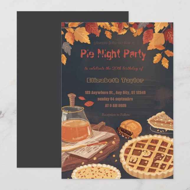 Pie Sharing Night Party Invitation – Sweet & Cozy (Front/Back)