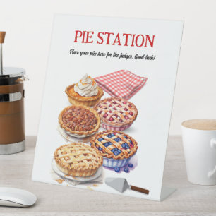 Pie Sharing Night Party  Pedestal Sign