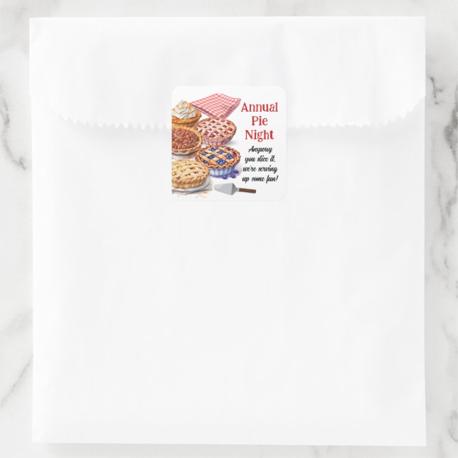 Pie Sharing Night Party  Square Sticker (Bag)