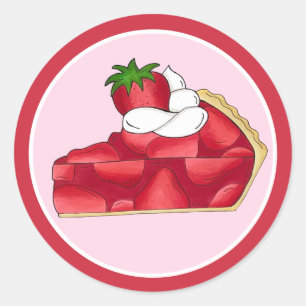 Pie Social Party Dessert Bake Sale Strawberry Classic Round Sticker