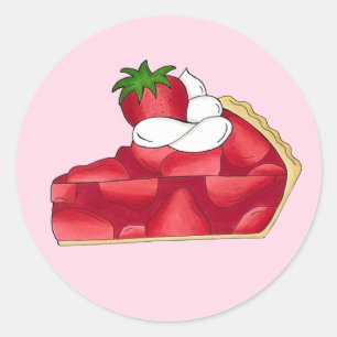 Pie Social Party Dessert Bake Sale Strawberry Classic Round Sticker