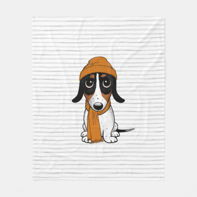 Piebald Dachshund Cute Hipster Dog Fleece Blanket (Front)