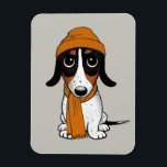 Piebald Dachshund Cute Hipster Dog Magnet<br><div class="desc">A fun kitchen magnet for Piebald Dachshund lovers. Black,  tan and white coloured Doxie. Visit Jenn's Doodle World for even more accessories for home and office with this funny dog and more original wiener dog designs.</div>