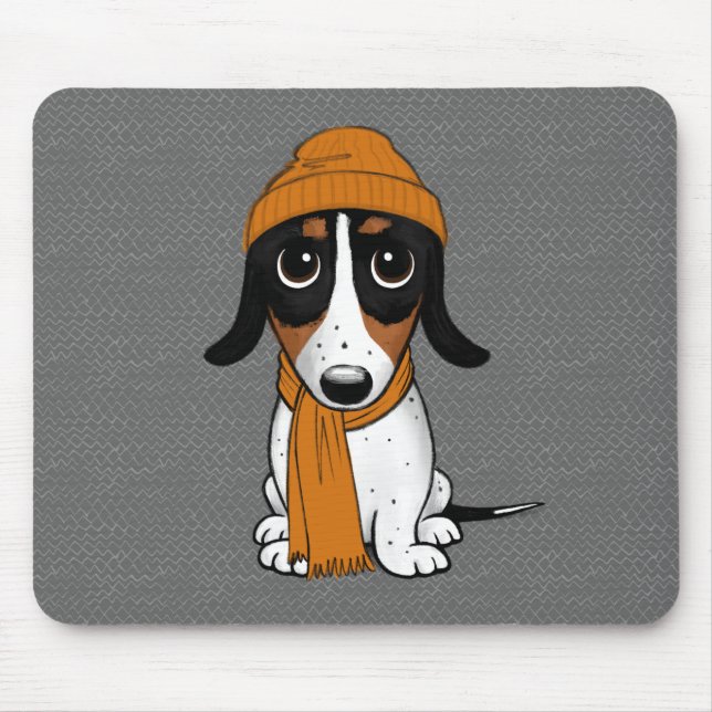 Piebald Dachshund | Cute Hipster Dog Mouse Pad (Front)