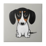 Piebald Dachshund | Cute Puppy Dog Ceramic Tile<br><div class="desc">Black, tan and white coloured Piebald Dachshund. Visit Jenn's Doodle World for even more accessories for home and office with this cute dog and more original wiener dog designs.</div>
