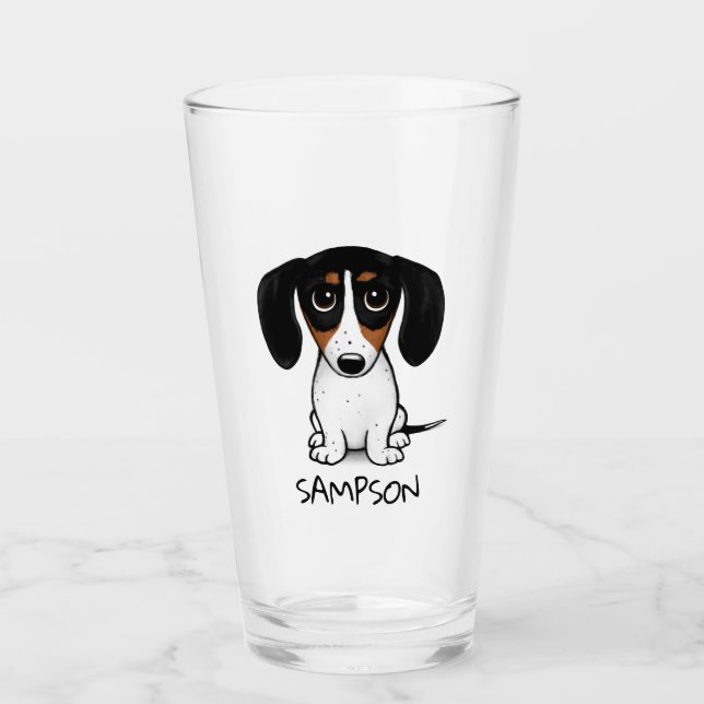 Piebald Dachshund Cute Puppy Dog Custom Glass (Front)