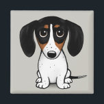 Piebald Dachshund | Cute Puppy Dog Magnet<br><div class="desc">A fun fridge magnet for Piebald Dachshund lovers. Black, tan and white Doxie. Visit Jenn's Doodle World for even more accessories for home and office with this funny dog and more original wiener dog designs.</div>