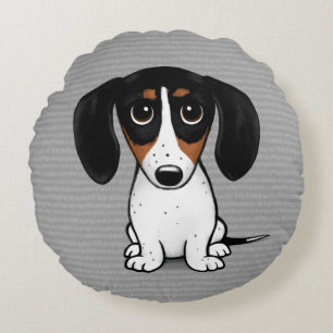 Piebald Dachshund Cute Puppy Dog Round Pillow