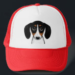 Piebald Dachshund Cute Puppy Dog Trucker Hat<br><div class="desc">The perfect Piebald lover's hat. Cute cartoon style drawing of a black,  tan & white Piebald Dachshund. Makes a great gift for wiener dog enthusiasts. Unisex size fits most teens and adults.</div>