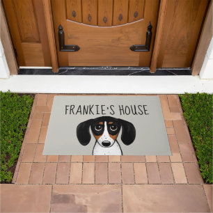 Piebald Dachshund Dog Cute Puppy Custom Doormat
