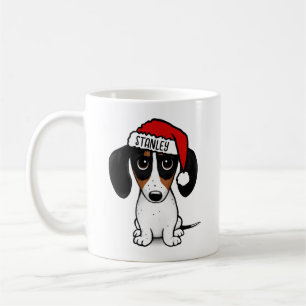 Piebald Dachshund Santa Dog Custom Name Coffee Mug