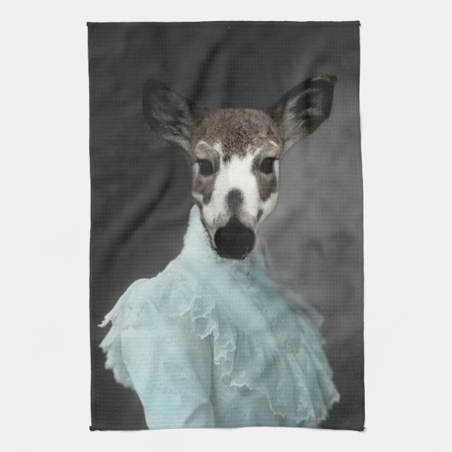 Piebald Deer In A Dress Kitchen Towel (Vertical)