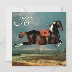 Piebald Horse"Cehero' Rearing Parchment Monogram Invitation