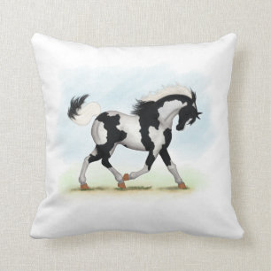 Piebald Overo Pinto Horse Throw Pillow