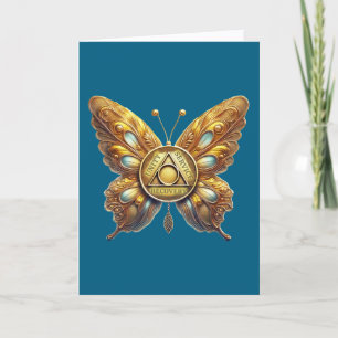 Pièce avec symbole papillon AA et carte de prière