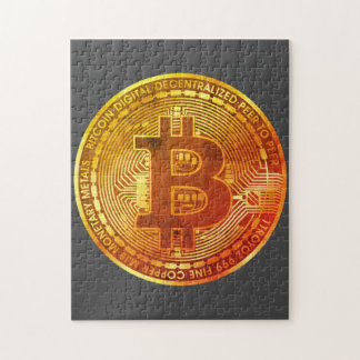 Pièce Bitcoin gris Retro Puzzle