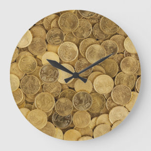 Pièce De Pièces Arrondies Or Horloge Mur Acrylique