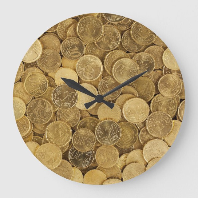 Pièce De Pièces Arrondies Or Horloge Mur Acrylique (Recto)