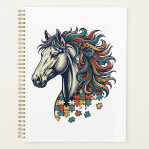 Pièce de puzzle de cheval coloré T-Sh gravure vint