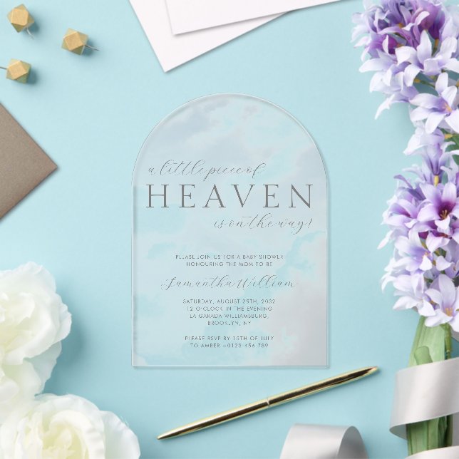 Pièce Du Ciel Baby shower Acrylique Invitation (Insitu (Mariage))