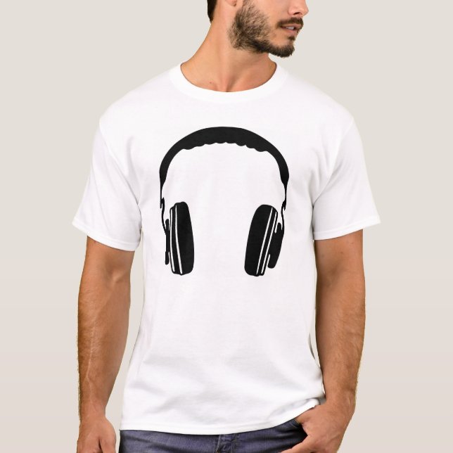 pièce en t de T-shirt de casque d'écouteurs (Devant)