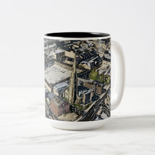 Piece Hall & Square Church Spire, Halifax Art Two-Tone Coffee Mug