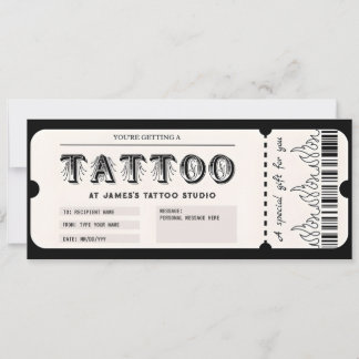 Pièce justificative de carte cadeau tatouage perso