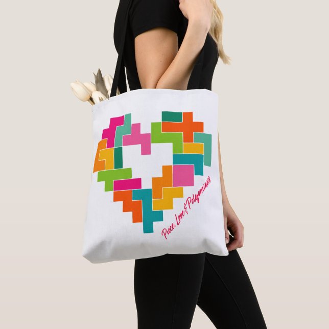 Piece, Love & Polyominoes Tote Bag (Close Up)
