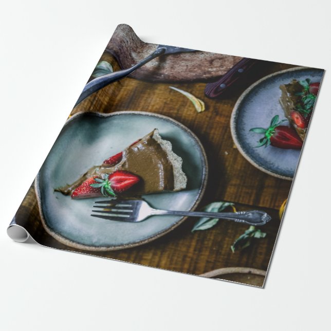 PIECE OF CAKE SERVED ON ROUND GRAY CERAMIC PLATE WRAPPING PAPER (Unrolled)