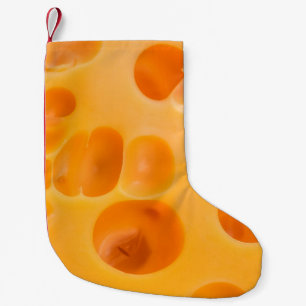 Piece of cheese isolated. small christmas stocking