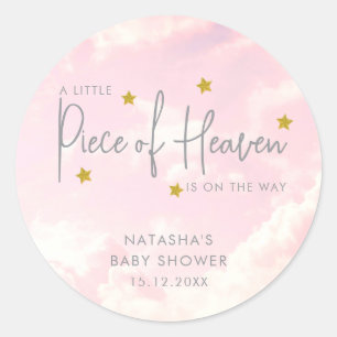 Piece of Heaven Clouds Baby Shower Classic Round Sticker