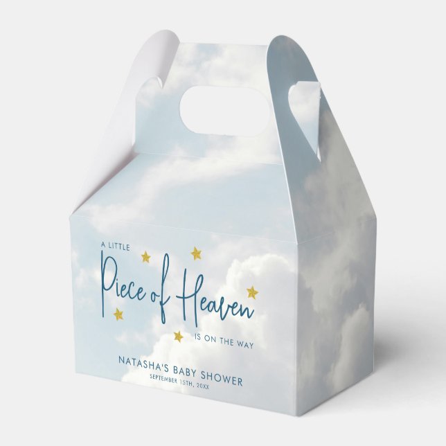 Piece of Heaven Clouds Baby Shower Favor Box (Front Side)