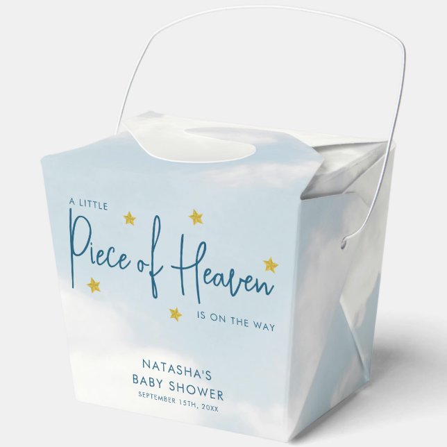 Piece of Heaven Clouds Baby Shower Favor Box (Front)