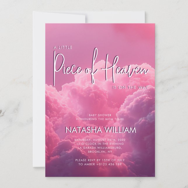 Piece of Heaven is on the way Dreamy Magical  Invitation (Front)