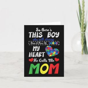 Piece Of My Heart Mom Son Autistic Kids Autism Card