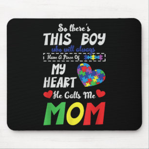 Piece Of My Heart Mom Son Autistic Kids Autism Mouse Pad
