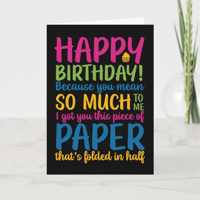 Piece of Paper Folded In Half Funny Birthday Card (Front)